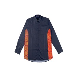 Bulk order of black long-sleeved men's shirts, sublimation printing on the side of the shirt, arc hem, work shirt uniform, 100% polyester R399 Bulk order of black long-sleeved men's shirts, sublimation printing on the side of the shirt, arc hem, work shirt uniform, 100% polyester R399